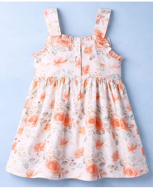 Babyhug Cotton Woven One Piece Dress Floral Print White 3-6 Months