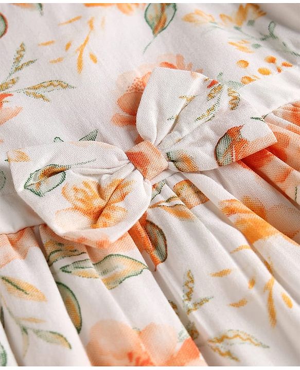 Babyhug Cotton Woven One Piece Dress Floral Print White 3-6 Months