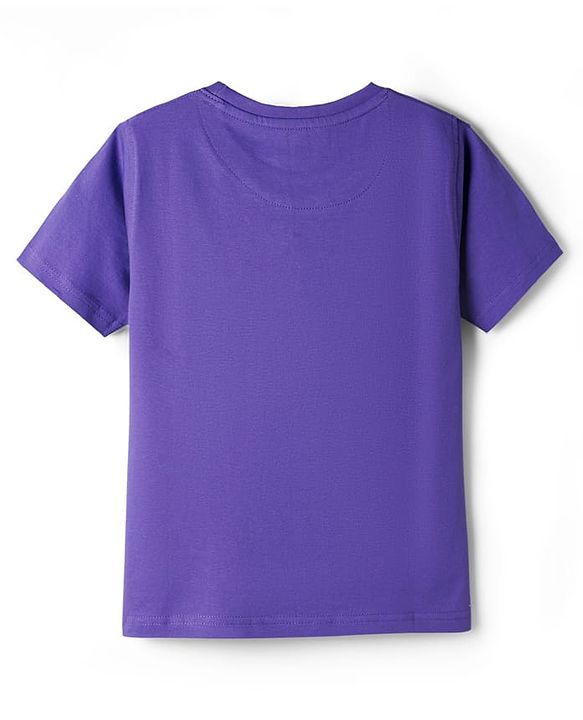 Pine Kids Cotton Knit Half Sleeves T-Shirt with Jungle Safari Theme Print - Purple
