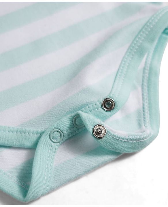 Babyhug 100% Cotton Knit Half Sleeves Striped Onesie with Tiger Patch - Multicolor