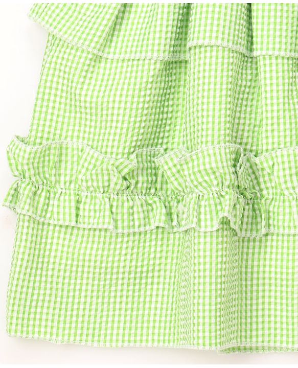 Babyhug Cotton Woven Sleeveless Checked Frock With Bow Applique - Light Green