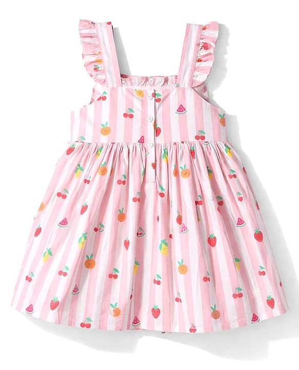 Babyhug Cotton Woven One Piece Dress with Fruit Print Multi Color 9-12 Months