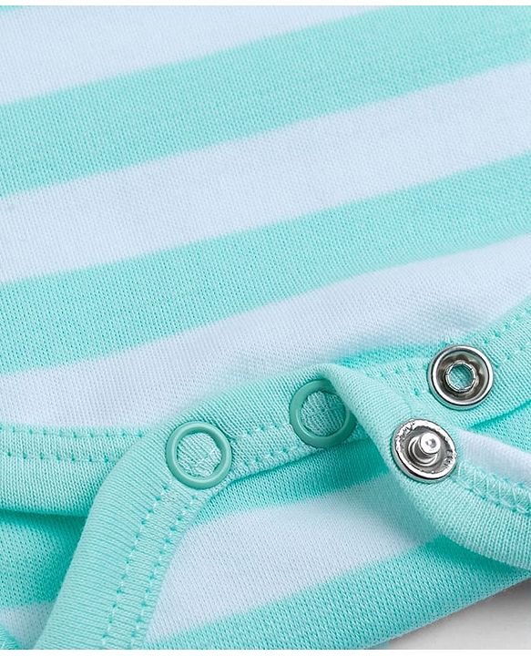 Babyhug 100% Cotton Knit Half Sleeves Striped Onesie with Giraffe Patch Detailing - Multicolor