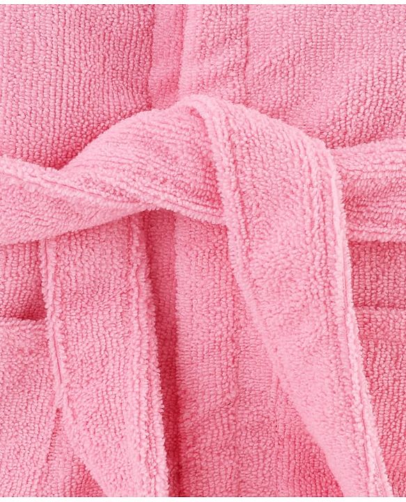 Babyhug Microfiber Knit Full Sleeves Princess   Embroidered Terry Hooded Bath Robe - Pink