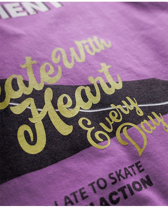 Pine Kids Cotton Knit Half Sleeves T-Shirt With Skateboarding Print - Purple