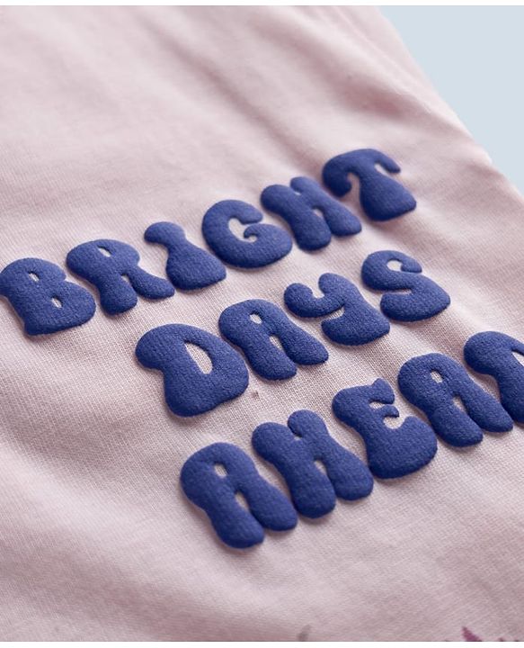 Pine Kids Cotton Knit Half Sleeves T-Shirt With Beach Print - Pink