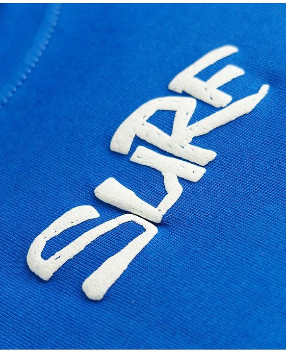 Pine Kids Cotton Knit Half Sleeves T-Shirt with Text Print - Blue