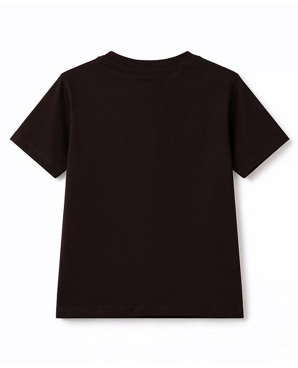 Pine Kids Cotton Knit Half Sleeves T-Shirt with Sport Print - Black