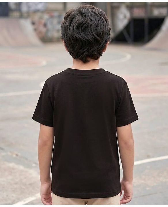 Pine Kids Cotton Knit Half Sleeves T-Shirt with Sport Print - Black