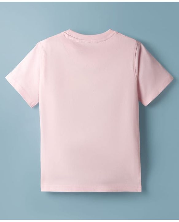 Pine Kids Cotton Knit Half Sleeves T-Shirt With Beach Print - Pink