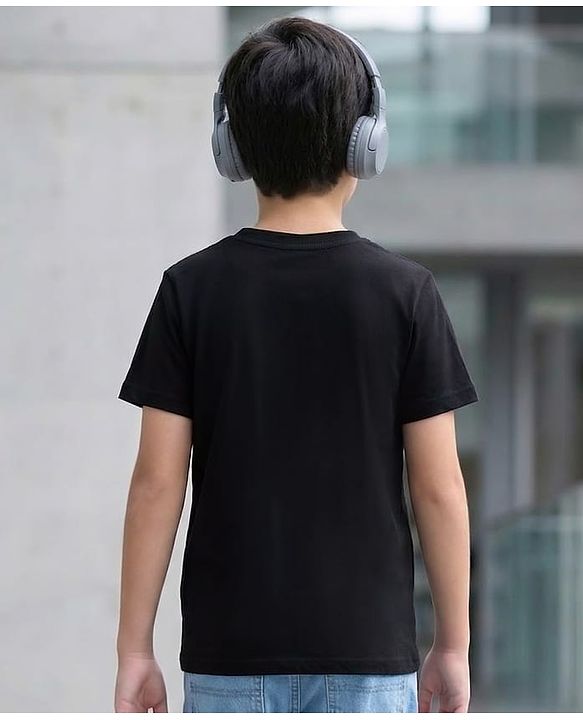 Pine Kids Cotton Knit Half Sleeves T-Shirt With Teddy Robot Print - Black
