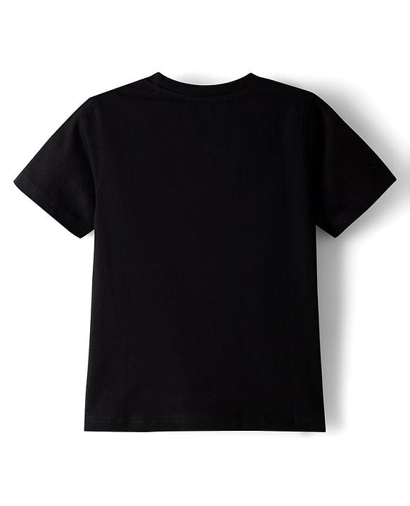 Pine Kids Cotton Knit Half Sleeves T-Shirt With Teddy Robot Print - Black