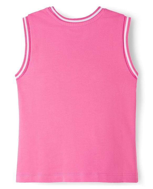Babyhug Terry Knit Sleeveless Top & Shorts Set with Text Print - Pink