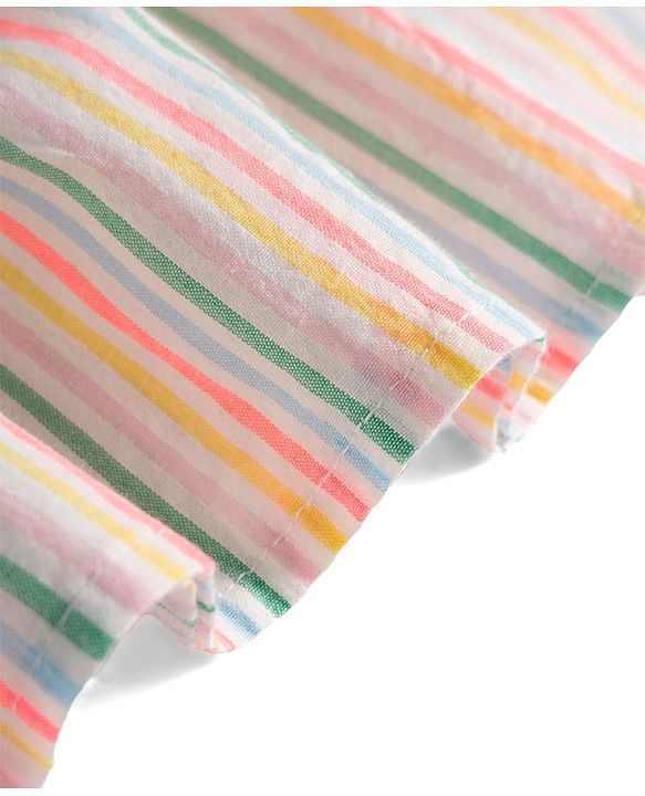 Babyhug Seer-Sucker Woven Half Sleeves Striped Top & Shorts Set With Belt - Multicolor