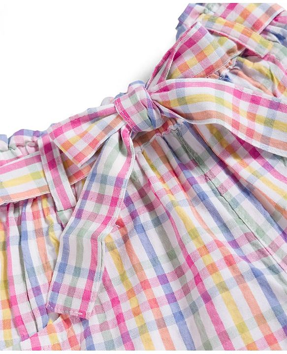 Babyhug Seer-Sucker Woven Sleeveless Striped Top & Shorts Set With Belt - Multicolor