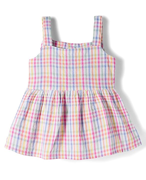 Babyhug Seer-Sucker Woven Sleeveless Striped Top & Shorts Set With Belt - Multicolor