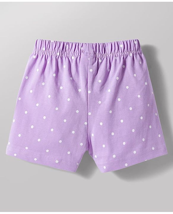 Babyhug Cotton Knit Half Sleeves T-Shirt & Shorts Night Suit With Fruits & Polka Dot Print - White