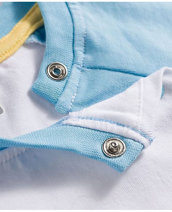 Babyhug Cotton Knit Half Raglan Sleeves T-Shirt & Shorts Night Suit with Crane Print - White