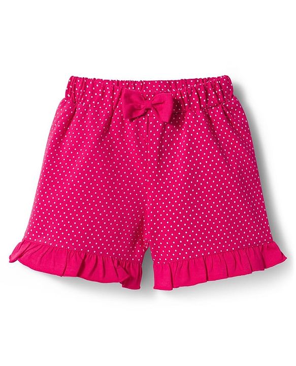 Babyhug Cotton Knit Half Sleeves Popcorn Printed T-Shirt & Shorts Night Suit With Polka Dots Print - Light Blue & Pink