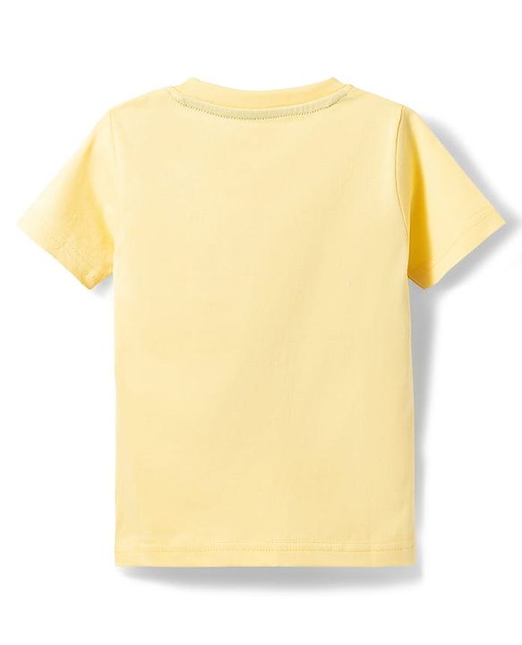 Babyhug Cotton Knit Half Sleeves T-Shirt & Shorts Night Suit with Lion Print - Yellow