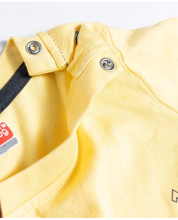Babyhug Cotton Knit Half Sleeves T-Shirt & Shorts Night Suit with Lion Print - Yellow