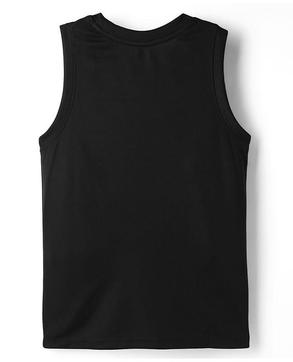 Pine Active Knit Sleeveless Solid Tank T-Shirt -Black