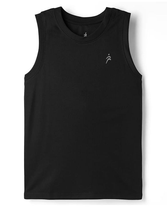 Pine Active Knit Sleeveless Solid Tank T-Shirt -Black