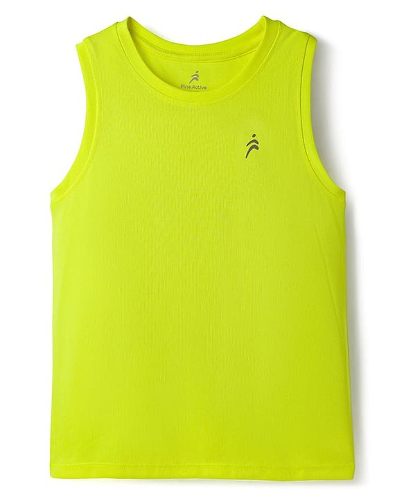 Pine Active Knit Sleeveless Solid Tank T-Shirt -Black