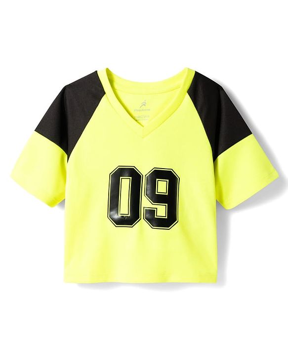 Pine Active Knit Raglan Half Sleeves T-Shirt - Neon Green & Black
