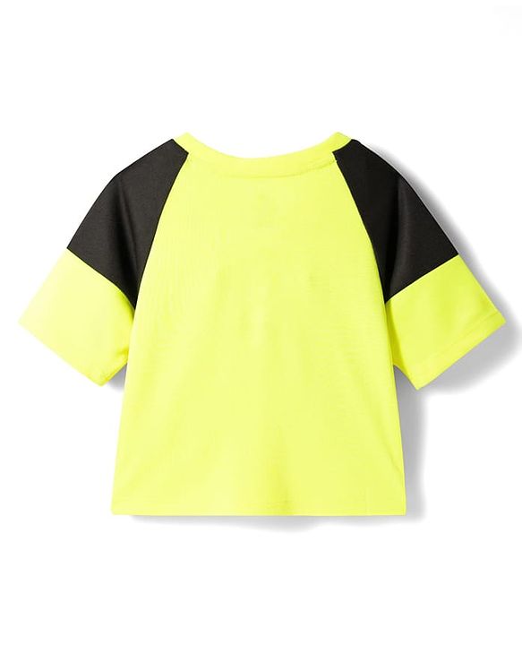 Pine Active Knit Raglan Half Sleeves T-Shirt - Neon Green & Black