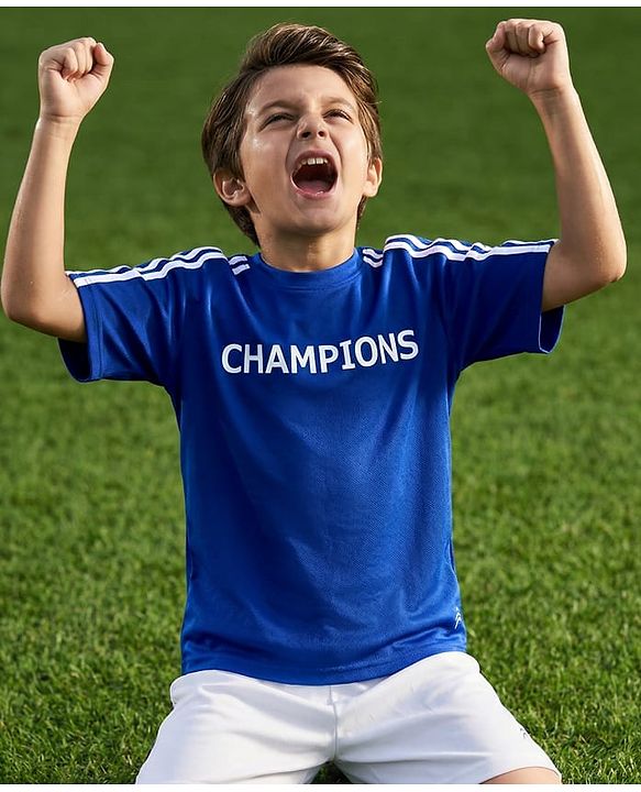 Pine Active Knit Drop Shoulder Half Sleeves Champions Printed T-Shirt - Pine Active Knit Sleeveless Solid Tank T-Shirt -Royal Blue