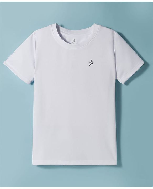 Pine Active Knit Half Sleeves Solid T-Shirt - White