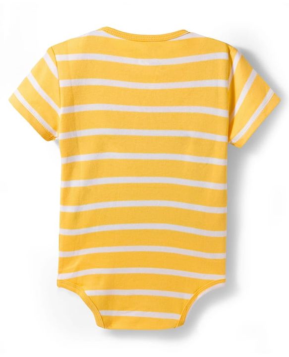 Babyhug 100% Cotton Knit Half Sleeves Onesies with Safari Theme Print Pack of 3 - Multicolor