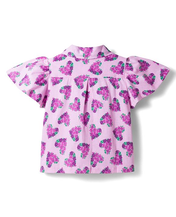 Pine Kids Cotton Knit Half Sleeves Top with Floral Print - Lilac