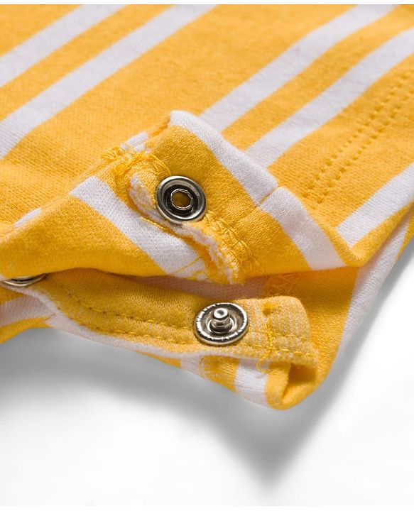 Babyhug 100% Cotton Knit Half Sleeves Striped Rompers with Car Print Pack of 2 - Multicolor