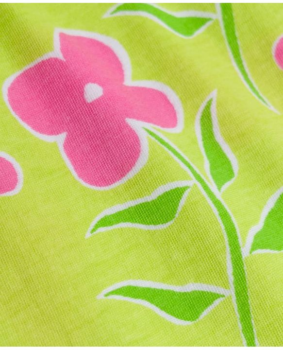 Pine Kids Cotton Knit Sleeveless Floral Printed Top - Light Green