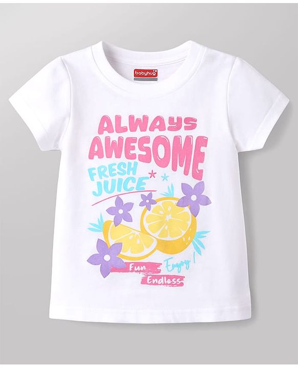 Babyhug Cotton Knit T-Shirt with Graphic Print Multi Color 6-9 Months