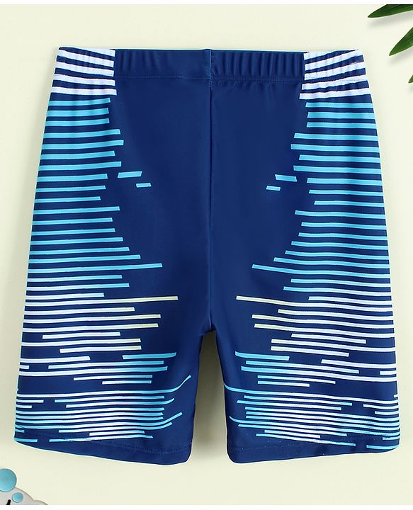 Pine Active Printed Swimming Trunk - Navy Blue