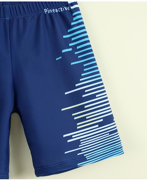 Pine Active Printed Swimming Trunk - Navy Blue