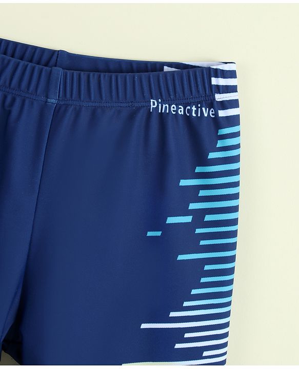 Pine Active Printed Swimming Trunk - Navy Blue