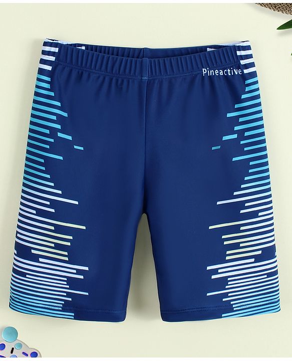 Pine Active Printed Swimming Trunk - Navy Blue