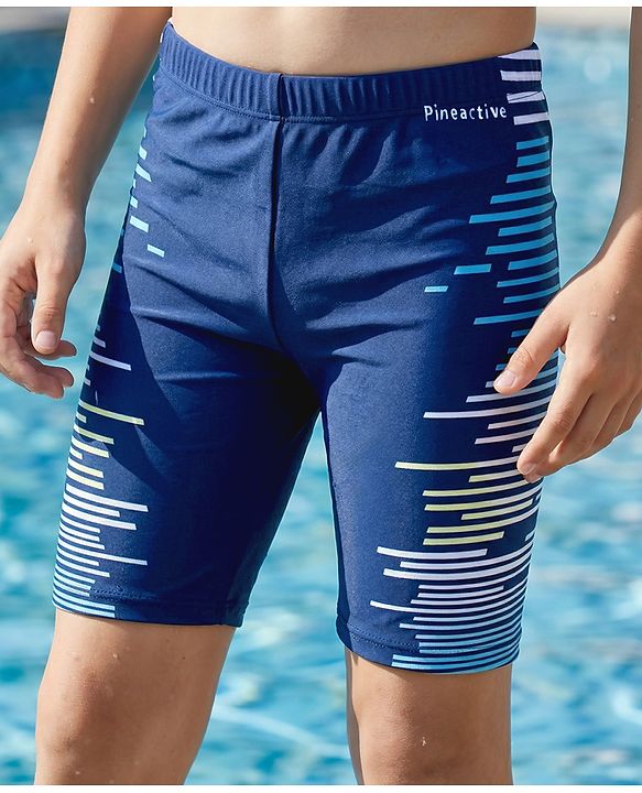 Pine Active Printed Swimming Trunk - Navy Blue