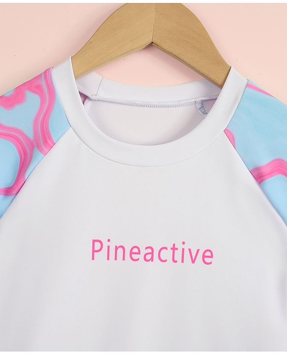 Pine Active Full Raglan Sleeves Printed Two Piece Swimsuit - Pink