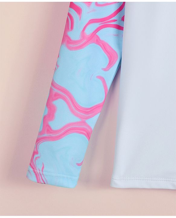 Pine Active Full Raglan Sleeves Printed Two Piece Swimsuit - Pink