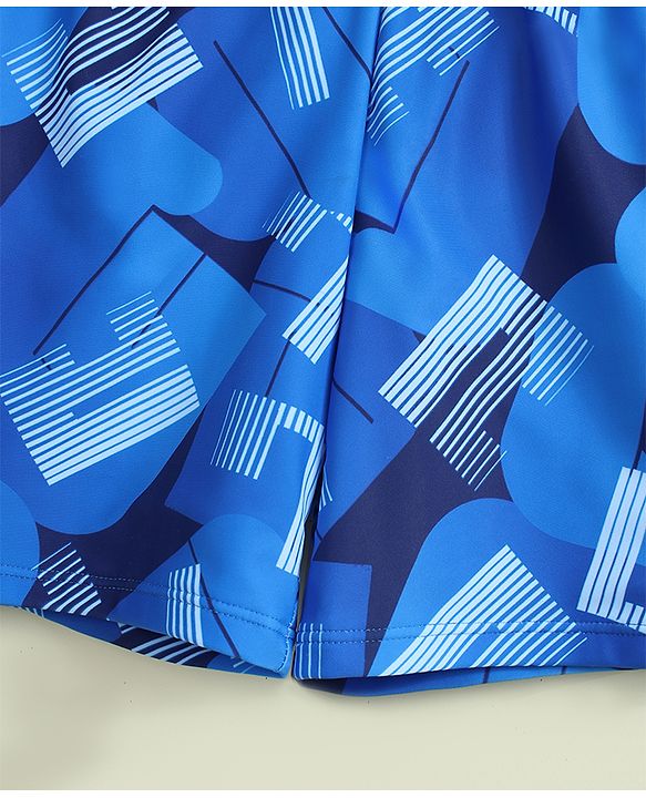Pine Kids Half Raglan Sleeves Abstract Printed Two Piece Swimsuit - Blue
