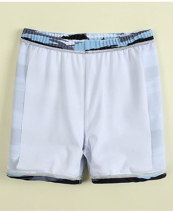 Pine Kids Half Raglan Sleeves Striped Two Piece Swimsuit - White