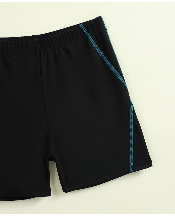 Pine Kids Half Raglan Sleeves Colour Block Two Piece Swimsuit with Text Print - Black