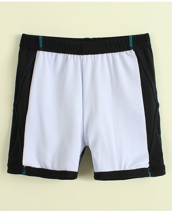 Pine Kids Half Raglan Sleeves Colour Block Two Piece Swimsuit with Text Print - Black