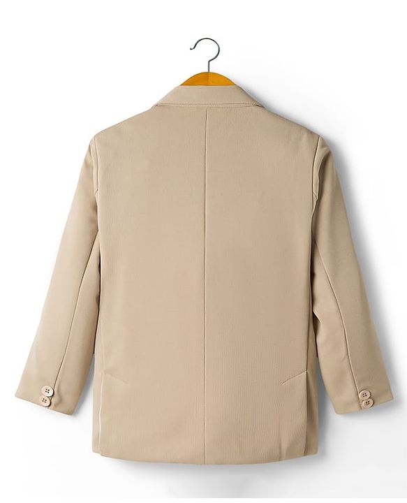 Pine Kids Knit Full Sleeves Solid Blazer - Beige