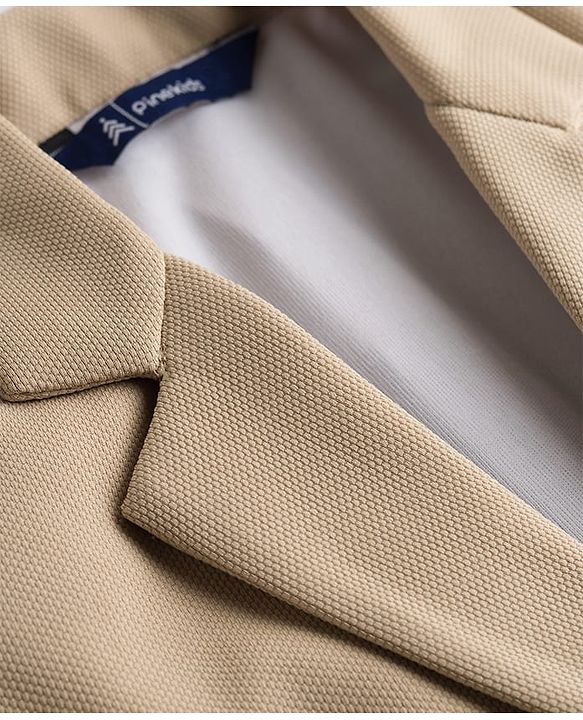 Pine Kids Knit Full Sleeves Solid Blazer - Beige